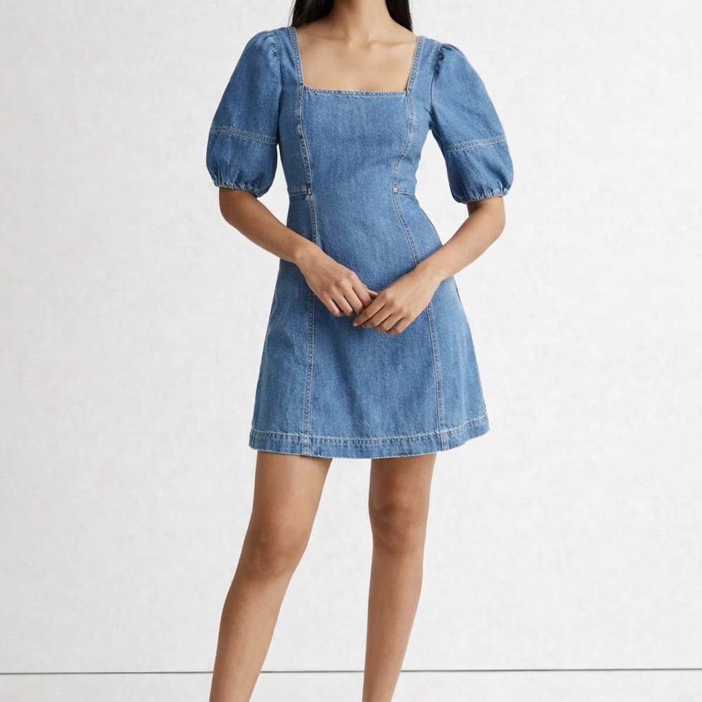 Joie Blue Puff Sleeve Mini Dress